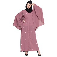 Front open  Dubai Kaftan with Butterfly sleeve- Puce pink